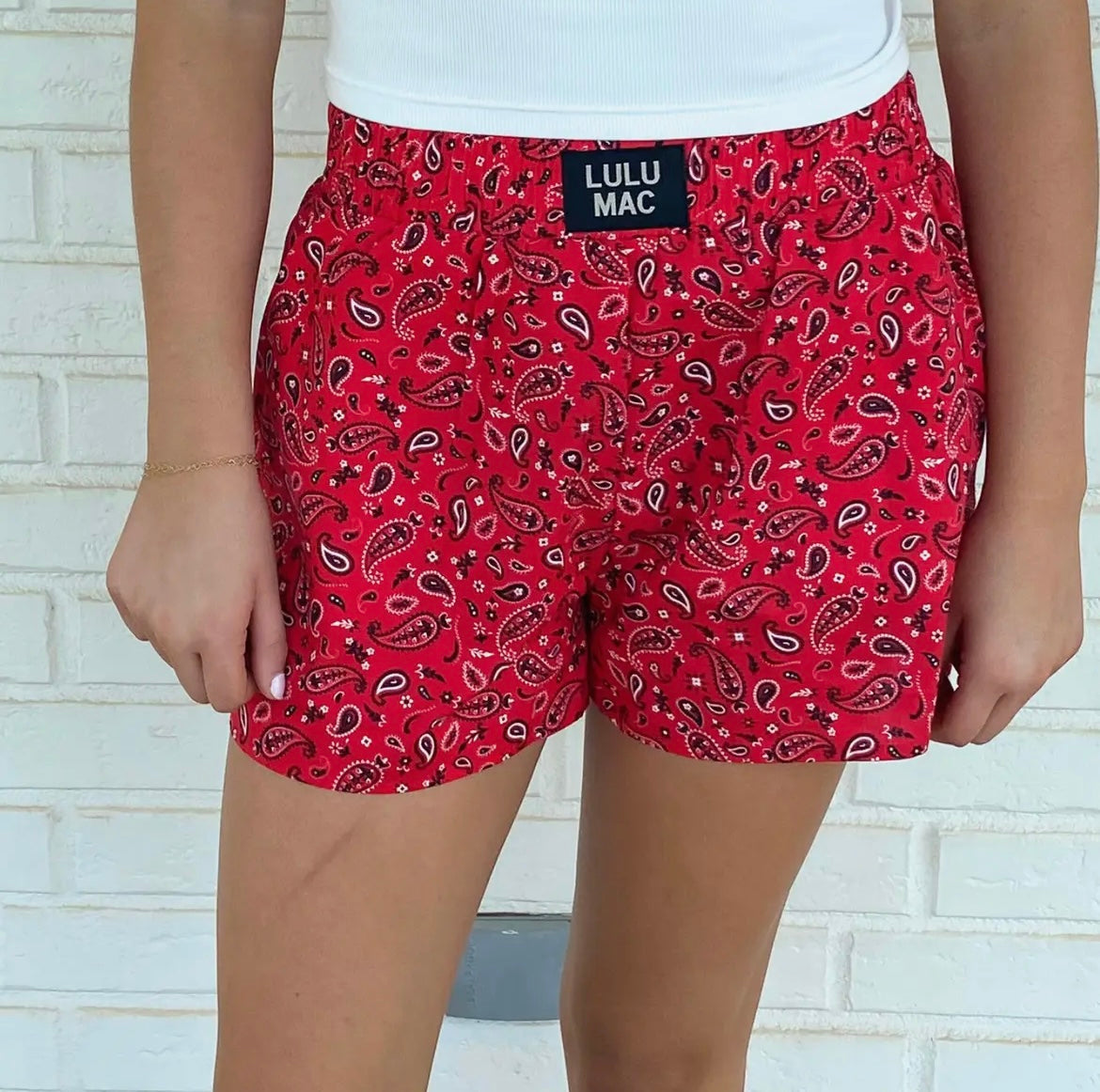 Red Paisley LuLu Mac boxer shorts