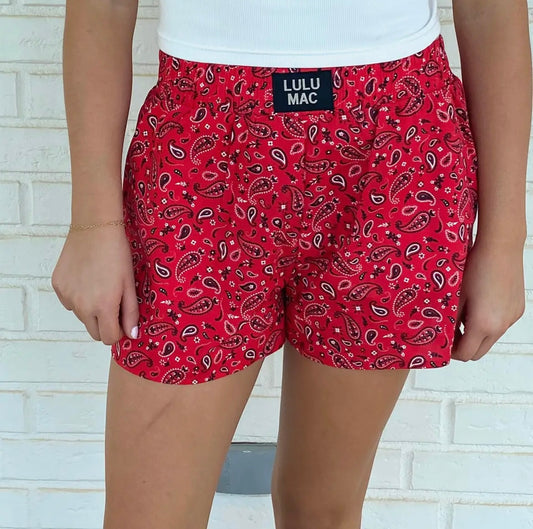 Red Paisley LuLu Mac boxer shorts
