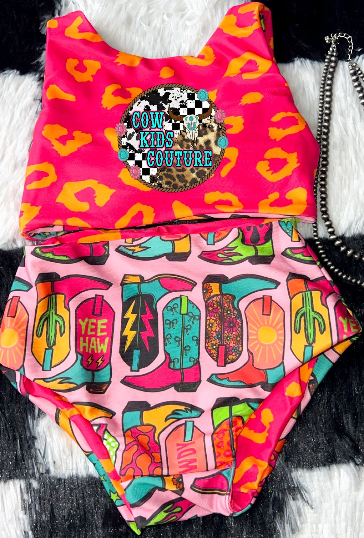 Boot scootin' two-piece swim set